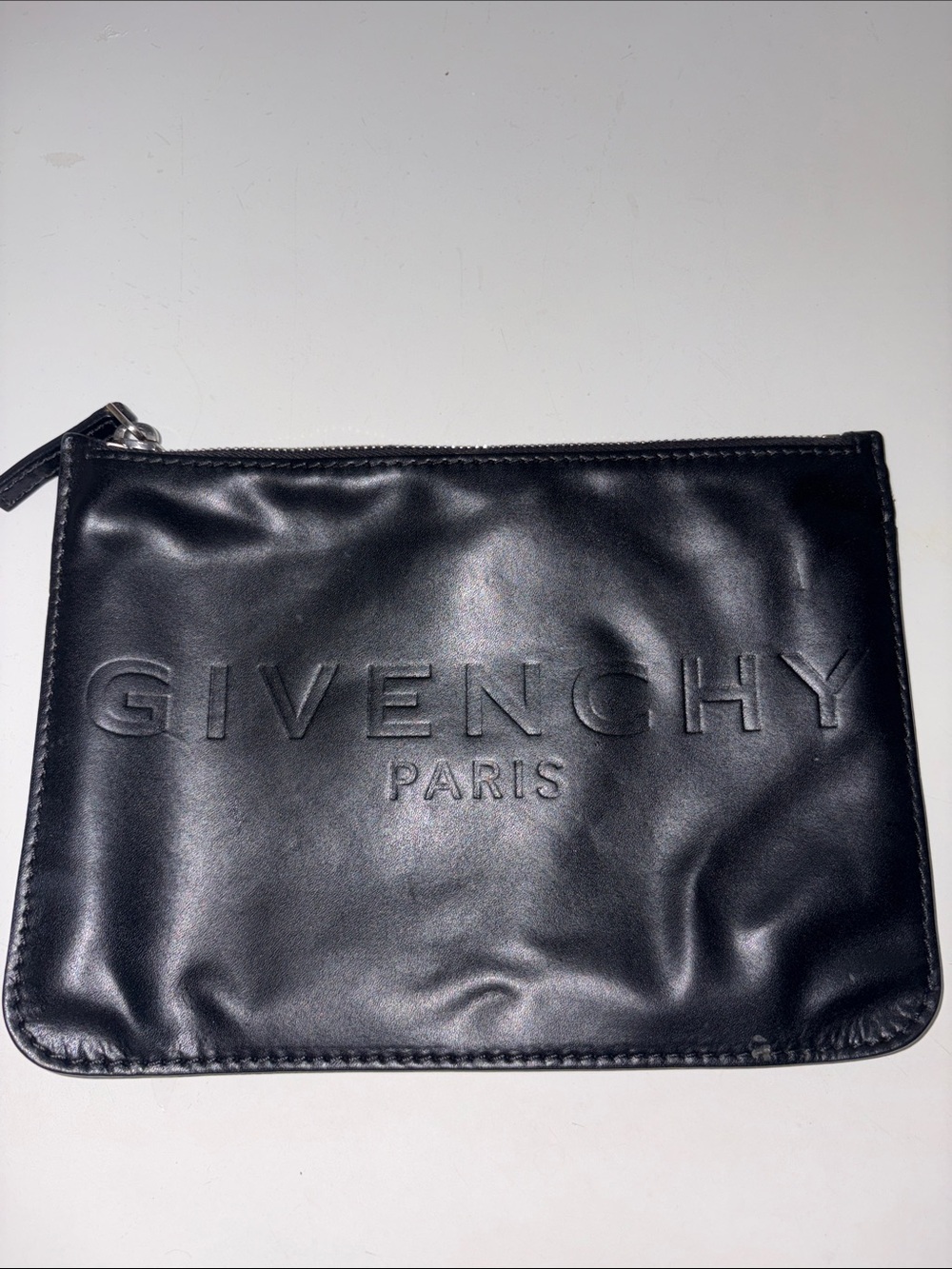 Givenchy Black Embossed Leather Pouch